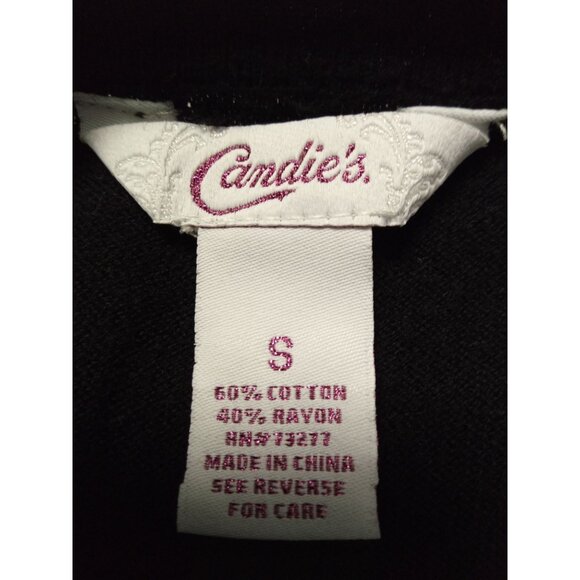 Candie's Junior's Black Cropped Cardigan Sweater Size Small - Picture 4 of 4